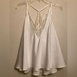 Flora Nikrooz white satin blouse with lace detailing